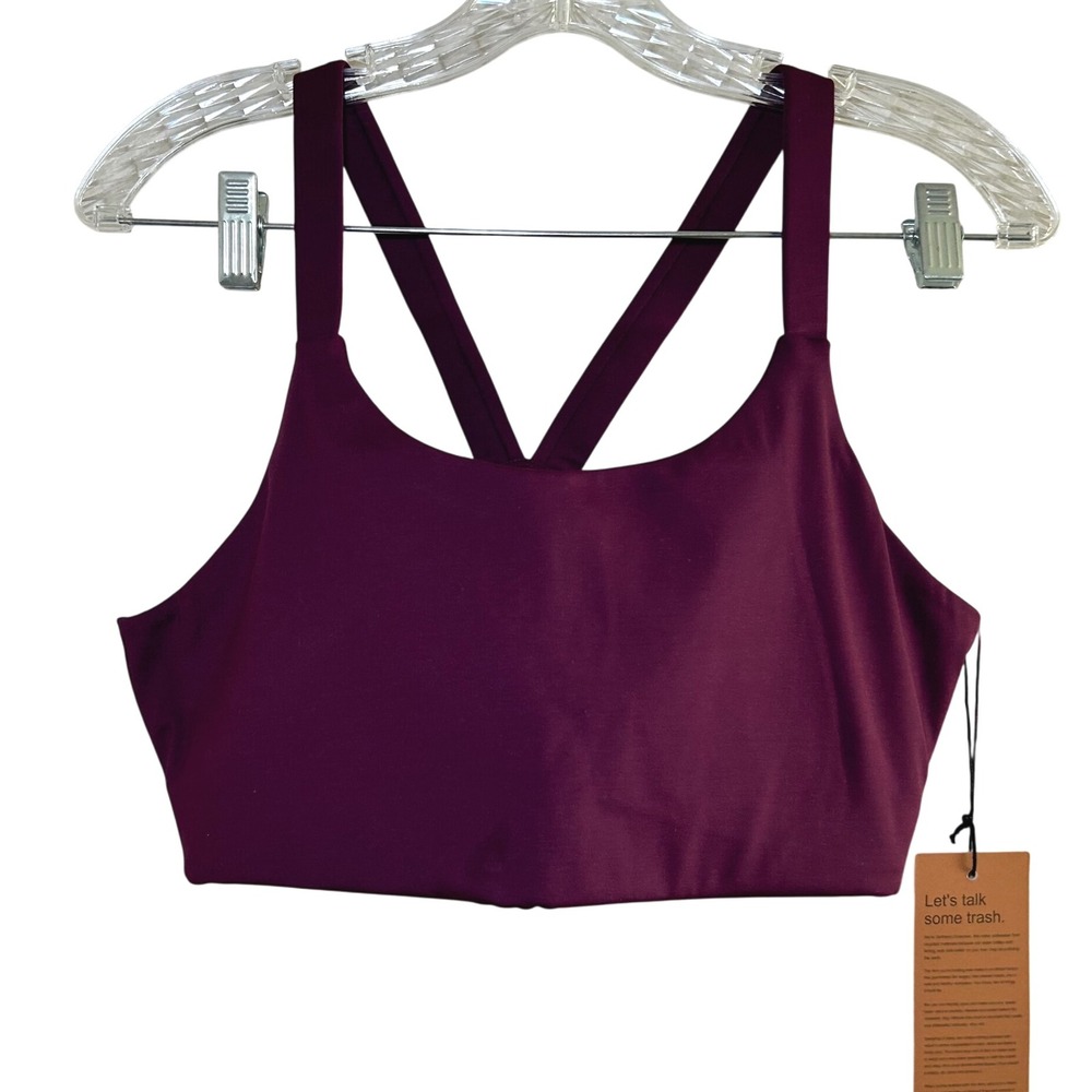 NWT Girlfriend Collective Plum Purple Sports Bra Top XL Crisscross Back active